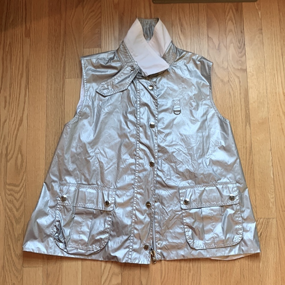 RALPH LAUREN reversible vest silver buttons & zipper stamped “Ralph Lauren”